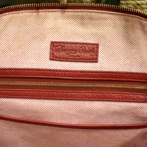 Dooney & Bourke Red Dillen Pebbled Leather double pocket satchel - Picture 6 of 15